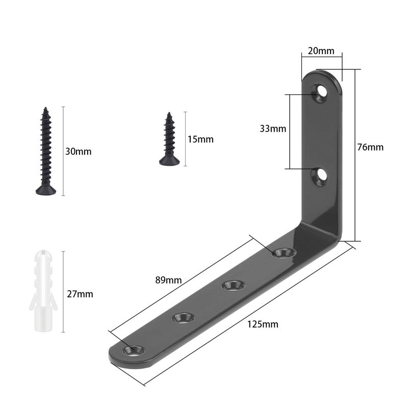 DYWISHKEY 5 InchX3 Inch Corner Brace 16 Pack, Shelf Bracket Heavy Duty Black Steel L Corner Bracket - Image 2